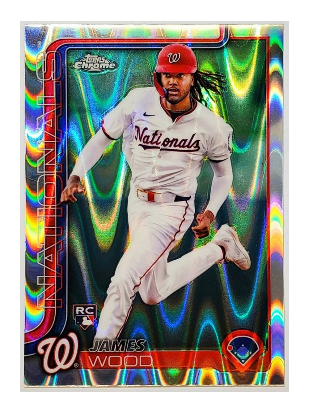 JAMES WOOD ROOKIE RAYWAVE REFRACTOR 2025 TOPPS CHROME #232, WASHINGTON NATIONALS